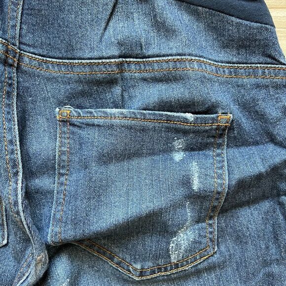 Led Luxe Maternity Jeans Blue With Rips Size 24 - Picture 3 of 4